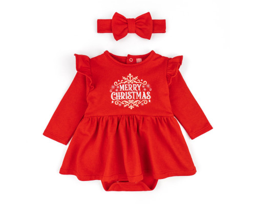 Боди-платье для девочки длинный рукав футер Merry Christmas