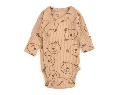 Боди для младенцев с длинным рукавом интерлок Bear on coffee