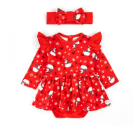 Боди-платье для девочки с крылышками и повязкой с ламами Christmas llama