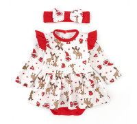 Боді-сукня для дівчинки з крильцями та пов'язкою з оленями Christmas reindeer