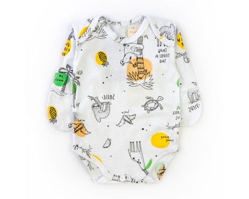 Боді-човник для немовлят довгий рукав зовнішній шов Zoo