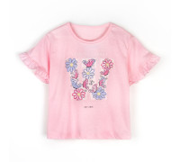 152771 Футболка для дівчинки, кулір з еластаном рожевий
