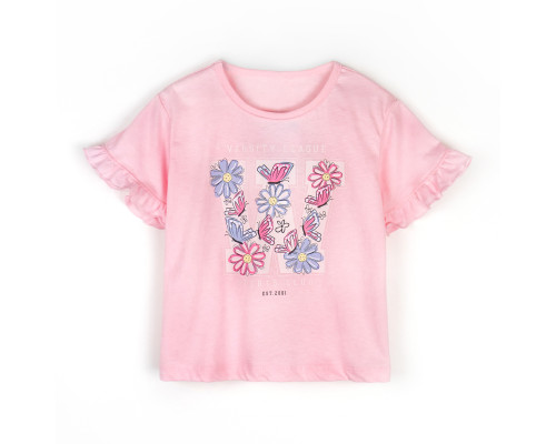 152771 Футболка для дівчинки, кулір з еластаном рожевий