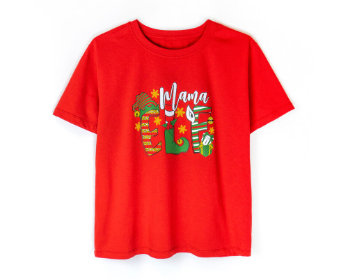 Новорічна жіноча футболка Mama Elf кулір