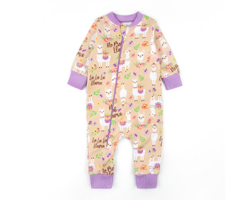 Комбинезон для младенцев на молнии Llama двунитка с начесом