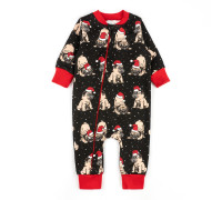 Комбінезон для немовлят на блискавці Christmas pugs футер