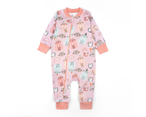 Комбинезон для новорожденных на молнии Party cats двунитка с начесом