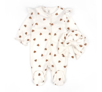 Комбинезон с шапочкой для девочки Coffee hearts интерлок