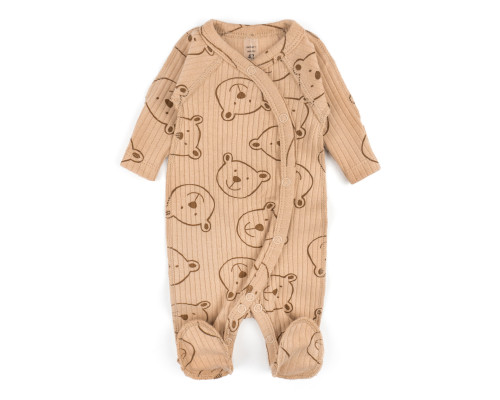 Комбинезон для новорожденных на кнопках интерлок Bear on coffee