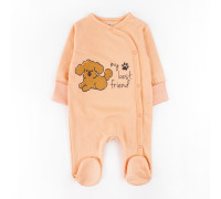 Человечек для новорожденных с начесом с собачкой Maltipu