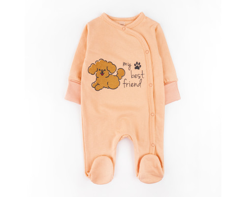 Человечек для новорожденных с начесом с собачкой Maltipu