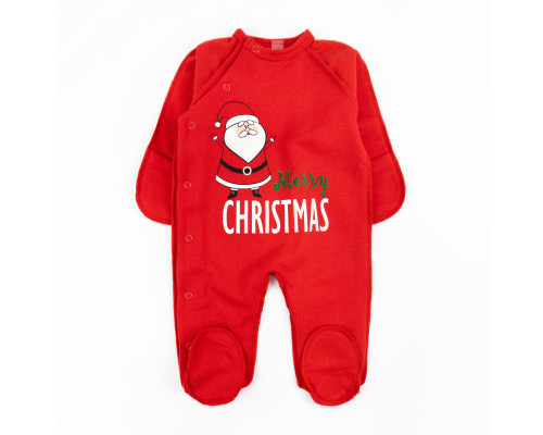 Человечек ясельный с начесом Santa новогодний с принтом Санты