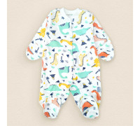 Человечек интерлок пряма застежка на кнопках Динозаврики