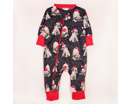 Слип на молнии детский Christmas pug