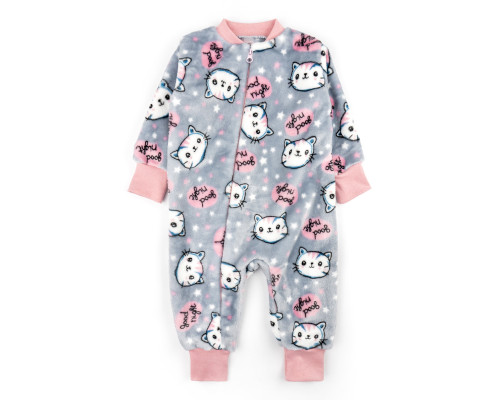 Комбинезон детский на молнии Good Night Kitten велсофт