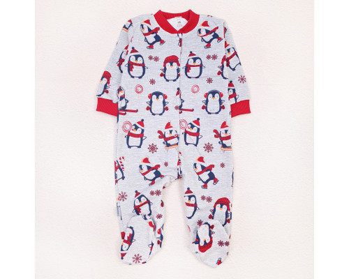 Сліп детский новогодний с начесом с пингвинами Christmas penguin