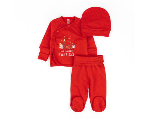 Комплект для новорожденных футер распашонка ползуны шапочка First New Year