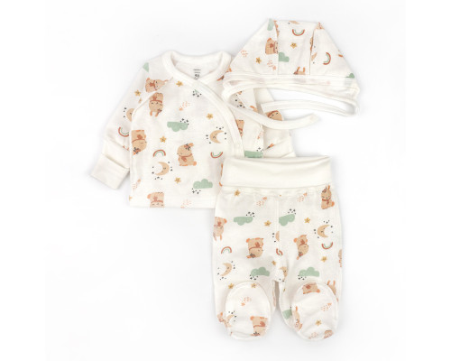 Комплект для немовлят сорочка повзуни шапочка Bunnies футер