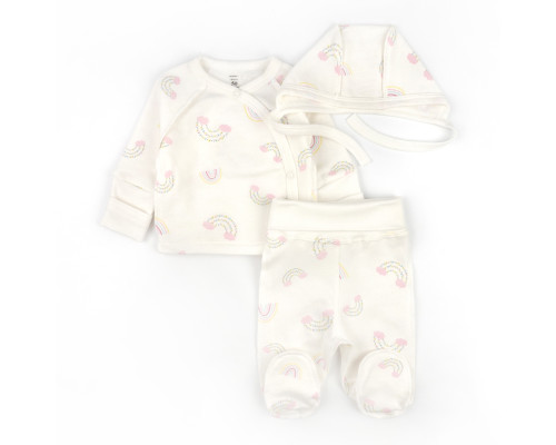 Комплект для немовлят сорочка повзуни чепчик Rainbow футер