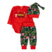 Комплект для новорожденных с начесом боди брюки шапочка Christmas tree