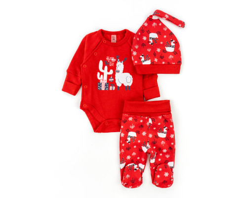 Комплект для малышей боди ползуны шапочка Christmas llama