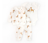 329623 Костюм дитячий "Cute giraffes": бомпер, штанці, боді з коротким рукавом, футер/інтерлок