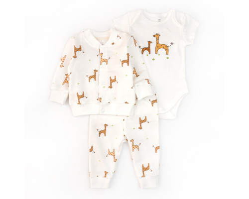329623  Костюм дитячий "Cute giraffes": бомпер, штанці, боді з коротким рукавом, футер/інтерлок