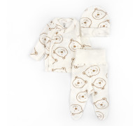 Комплект для новорожденных распашонка ползуны шапочка с подворотом Bear on milk