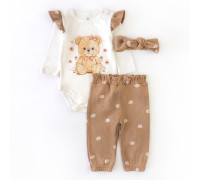 Комплект для девочки боди штаны повязка Cute teddy bear