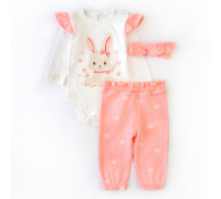 902572 Комплект для дівчинки: боді, штанці та пов'язка "Cute bunny", інтерлок