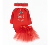 Праздничный комплект для девочки 3 в 1 боди с юбкой и повязкой Merry and Bright