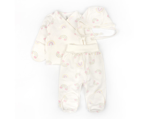 Комплект распашонка ползуны шапочка Rainbow футер