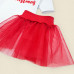 Новогодний комплект для девочки с красной фатиновой юбкой My first Christmas