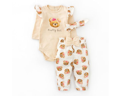 Комплект для дівчинки боді штанці та пов'язка з ведмедиками Girl Bears