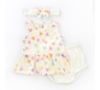 Комплект для девочки 3 в 1 туника блумеры повязка Hearts