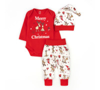 Комплект для новорожденных боди штаны и шапочка с оленями Christmas reindeer