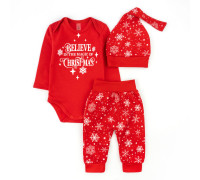 Комплект для новорожденных боди штаны и шапочка со снежинками Snowflake