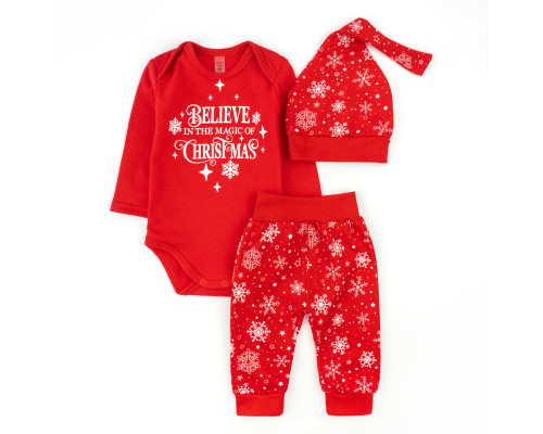 Комплект для новорожденных боди штаны и шапочка со снежинками Snowflake