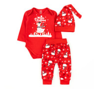 Комплект для новорожденных боди штаны и шапочка с ламами Christmas llama