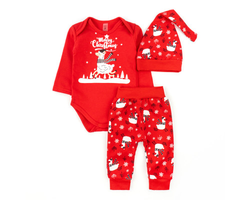 Комплект для новорожденных боди штаны и шапочка с ламами Christmas llama