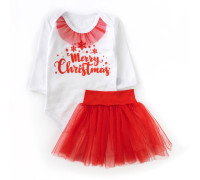 Новогодний комплект для девочки с красной фатиновой юбкой My first Christmas Новогодний комплект для девочки с красной фатиновой юбкой My first Christmas