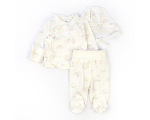 Комплект для малышей 3 в 1 распашонка ползуны чепчик Rainbow