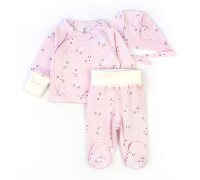 Комплект для малышей 3 в 1 распашонка ползуны чепчик Curly cute