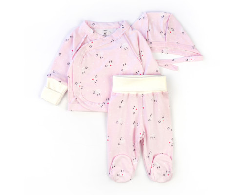 Комплект для малышей 3 в 1 распашонка ползуны чепчик Curly cute