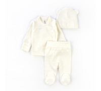 Комплект для малышей 3 в 1 распашонка ползуны шапочка с ушками Milk