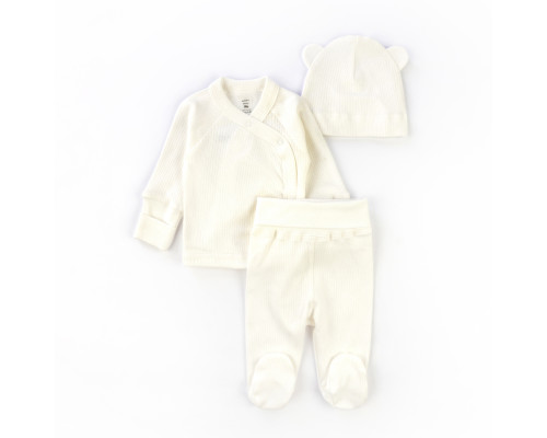 Комплект для малышей 3 в 1 распашонка ползуны шапочка с ушками Milk