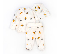 Комплект для малышей 3 в 1 распашонка ползуны чепчик Lion