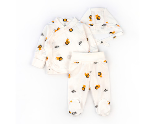 Комплект для малышей 3 в 1 распашонка ползуны чепчик Lion