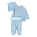 Комплект для малышей 3 в 1 распашонка ползуны шапочка с ушками Blue
