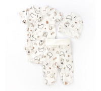 Комплект для малышей 3 в 1 боди ползуны шапочка с подворотом Rhino